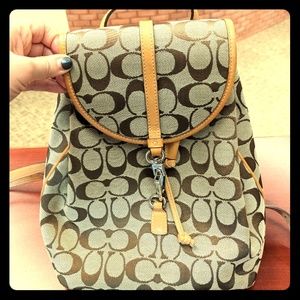 Coach small, logo canvas backpack